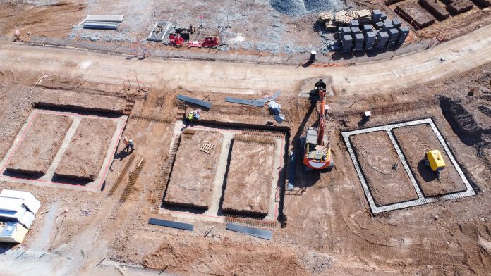 Foundations for houses on a housing estate Construction européenne